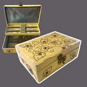 Vintage Bejeweled Jewelry Box Velvet Lined Glam Vanity Western Estate Old Money